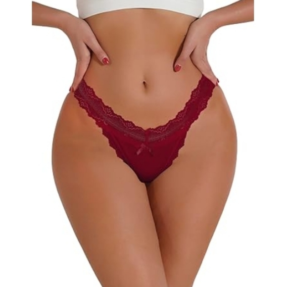 Milumia Other - Milumia Women Sexy Panties Lace Cut Out Thongs Mid Waist Underwear Red